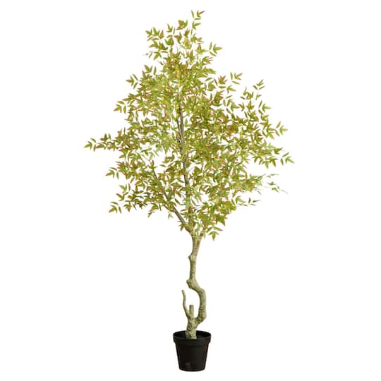 7Ft Autumn Nandina Artificial Fall Tree By Nearly Natural in Green | 38" x 38" x 84" | Michaels®